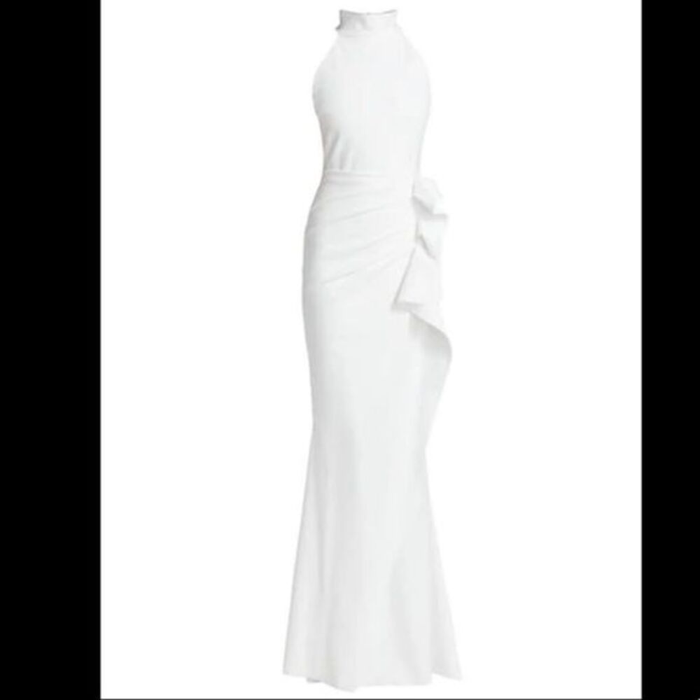 Chiara Boni La Petite Robe Gudrum Halter Ruffle Gown